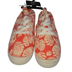 Sole Mates Coral Floral Canvas Lace Up Sneakers Women's Size 6
